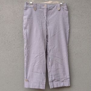 Loft Striped Tan and Black Striped Capris 6P